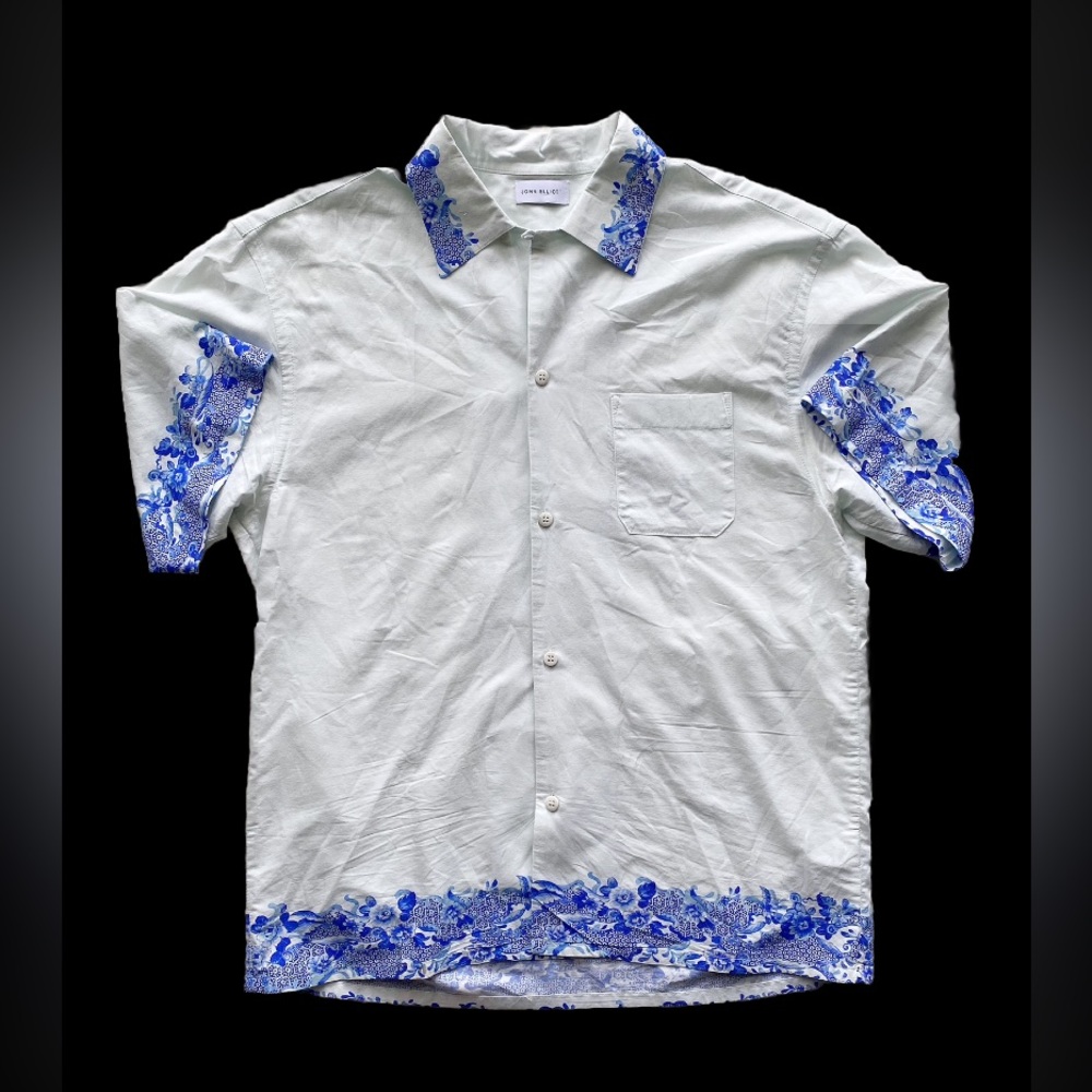 Mens John Elliott Camp Collar Shirt M Cotton Rayon